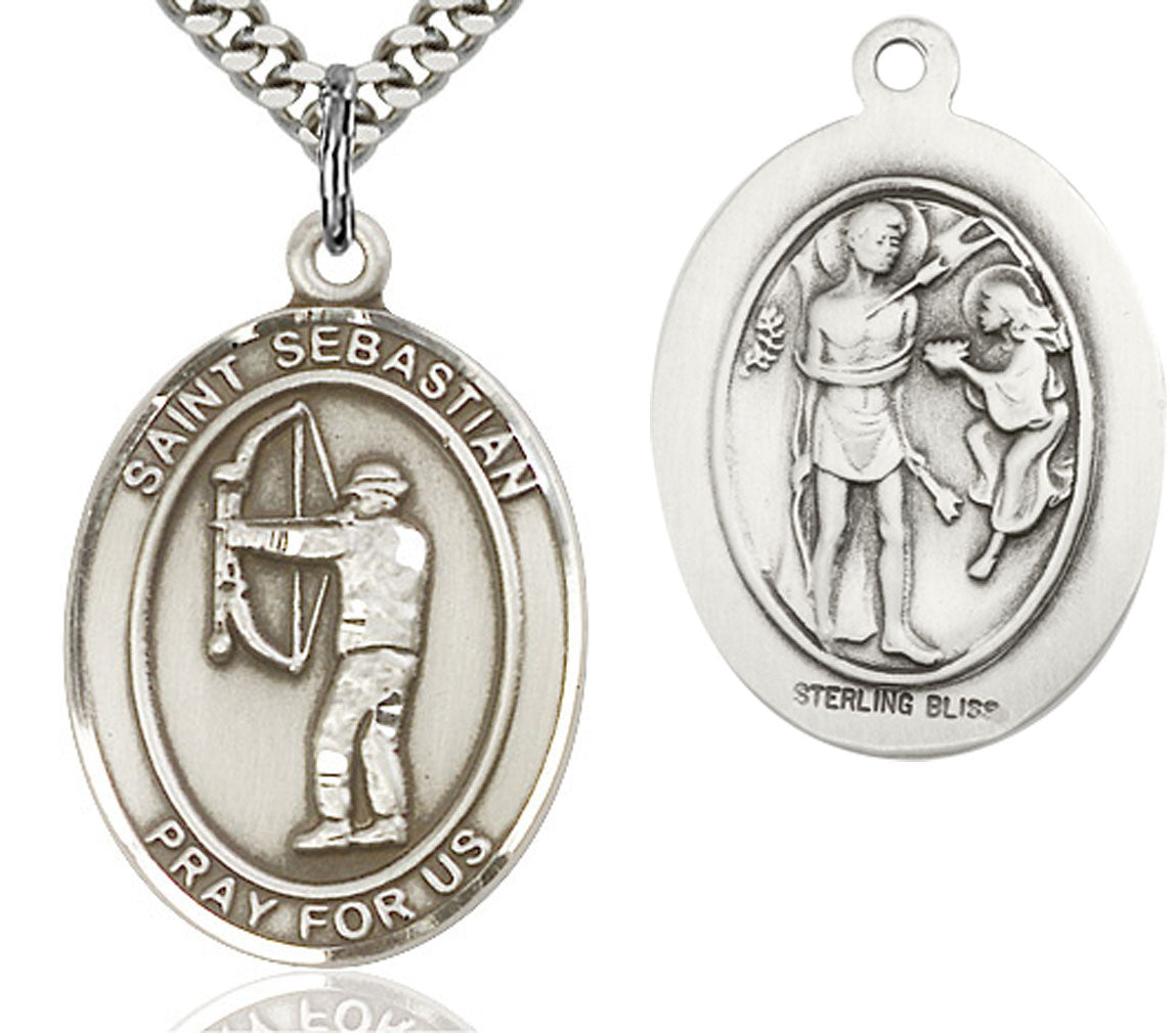 St. Sebastian Archery Medal, Sterling Silver, Large
