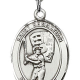 St. Sebastian Baseball Medal, Sterling Silver, Large