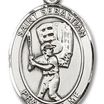 St. Sebastian Baseball Medal, Sterling Silver, Large - No Chain