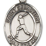 St. Sebastian Baseball Medal, Sterling Silver, Large - No Chain