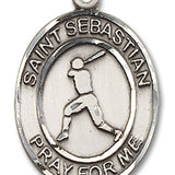 St. Sebastian Baseball Medal, Sterling Silver, Large - No Chain