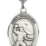 St. Sebastian Football Medal, Sterling Silver, Large