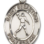 St. Sebastian Football Medal, Sterling Silver, Large - No Chain