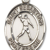 St. Sebastian Football Medal, Sterling Silver, Large - No Chain
