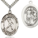 St. Sebastian Football Medal, Sterling Silver, Large