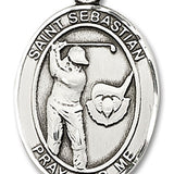 St. Sebastian Golf Medal, Sterling Silver, Large - No Chain