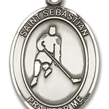 St. Sebastian Ice Hockey Medal, Sterling Silver, Large - No Chain