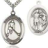St. Sebastian Ice Hockey Medal, Sterling Silver, Large
