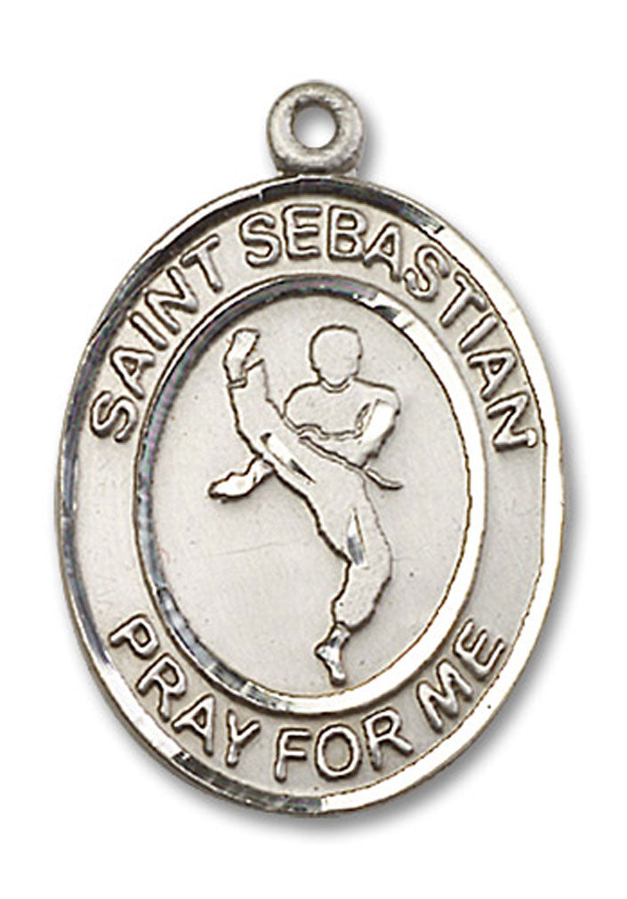 St. Sebastian Martial Arts Medal, Sterling Silver, Large - No Chain