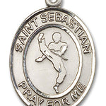 St. Sebastian Martial Arts Medal, Sterling Silver, Large - No Chain