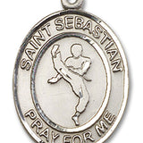 St. Sebastian Martial Arts Medal, Sterling Silver, Large - No Chain