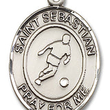 St. Sebastian Soccer Medal, Sterling Silver, Large - No Chain
