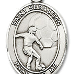 St. Sebastian Soccer Medal, Sterling Silver, Large - No Chain