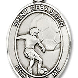 St. Sebastian Soccer Medal, Sterling Silver, Large - No Chain