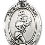 St. Sebastian Softball Medal, Sterling Silver, Large - No Chain