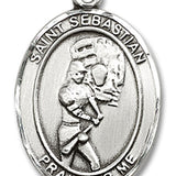 St. Sebastian Softball Medal, Sterling Silver, Large - No Chain