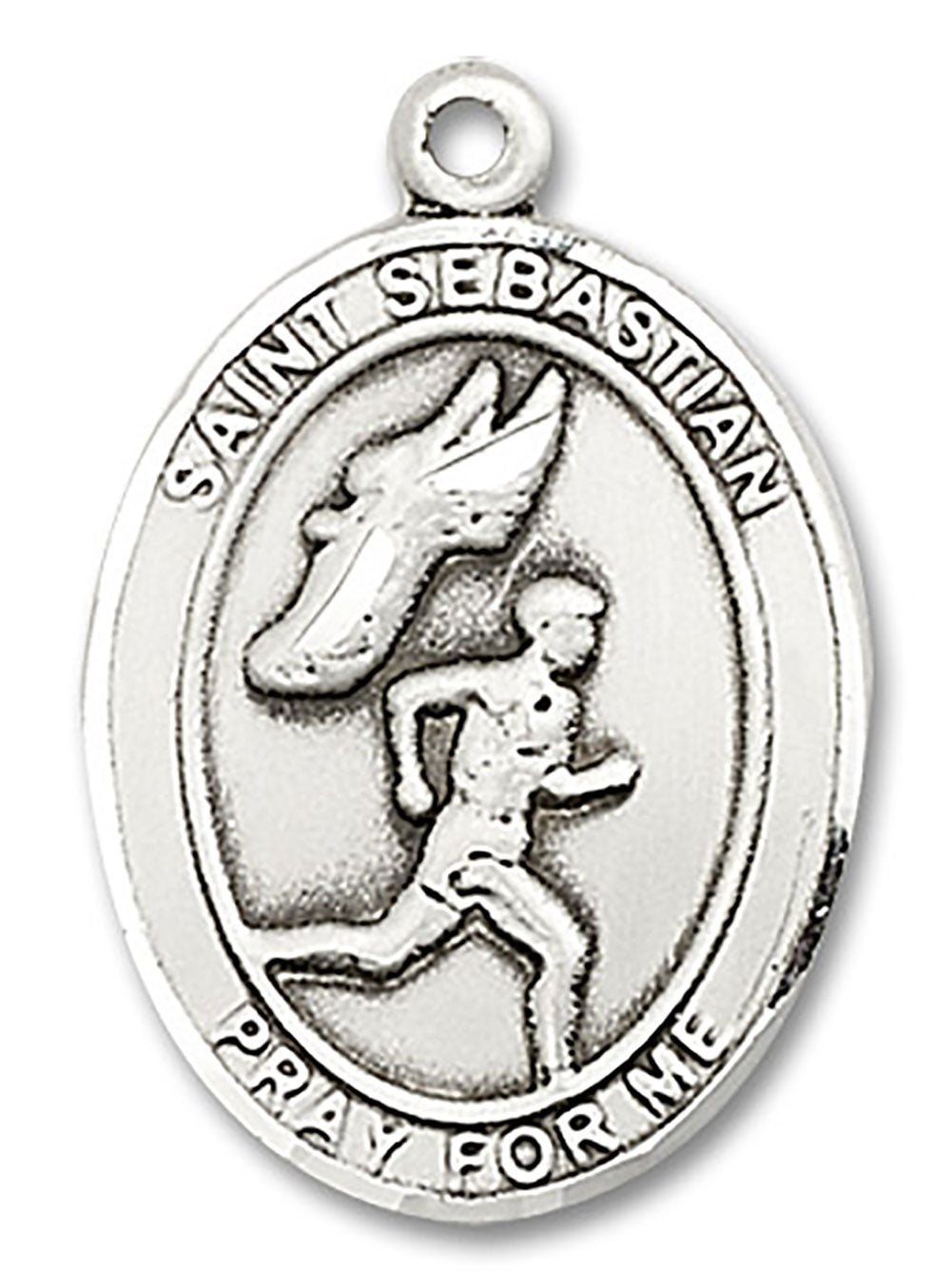 St. Sebastian Track and Field Medal, Sterling Silver, Large - No Chain