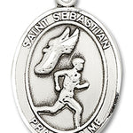 St. Sebastian Track and Field Medal, Sterling Silver, Large - No Chain