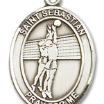 St. Sebastian Volleyball Medal, Sterling Silver, Large - No Chain
