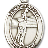 St. Sebastian Volleyball Medal, Sterling Silver, Large - No Chain