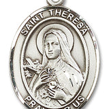 St. Theresa Medal, Sterling Silver, Large - No Chain