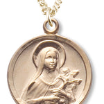 Women's 14kt Gold Over Sterling Silver Round Saint Therese Necklace + 18 Inch Gold Plated Chain &amp; Clasp - Gold-tone