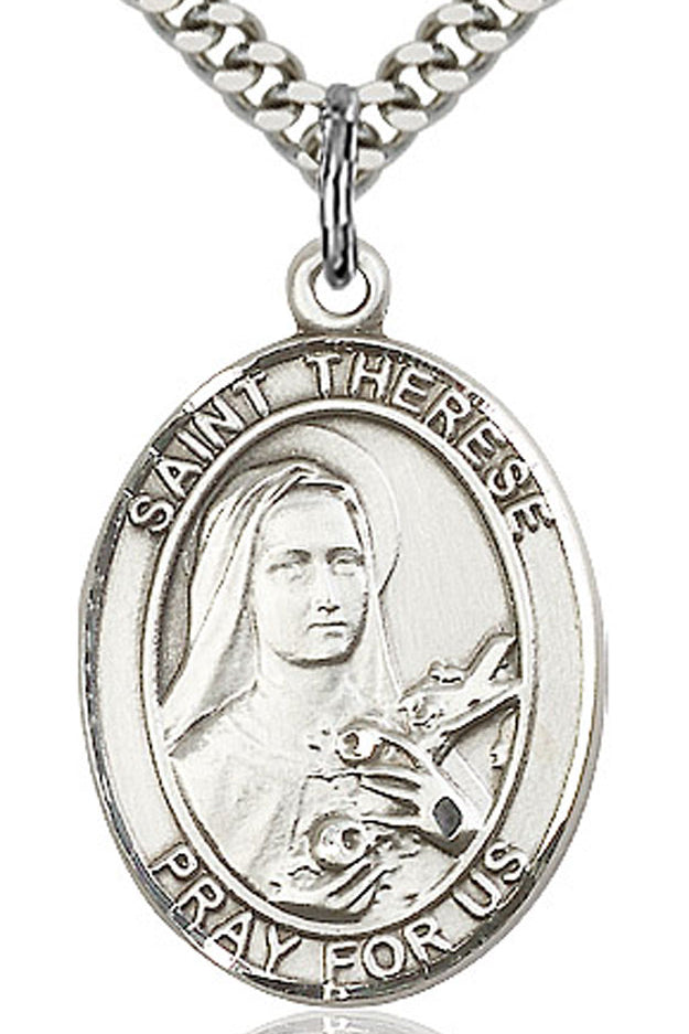 St. Therese of Lisieux Medal, Sterling Silver, Large
