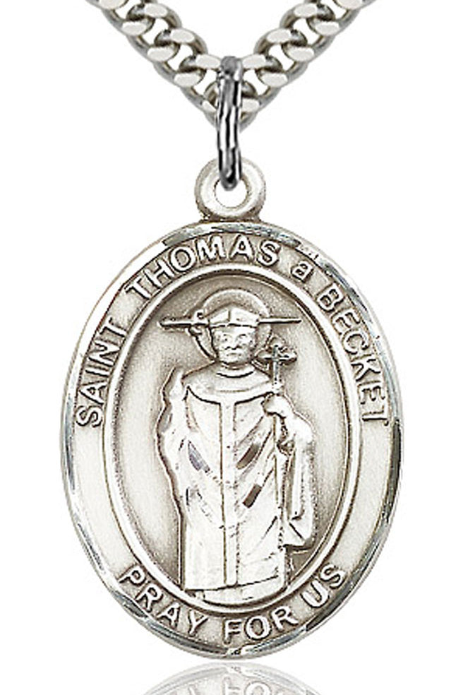 St. Thomas A Becket Medal, Sterling Silver, Large