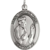 Men's Sterling Silver Oval St. Thomas More Medal - No Chain