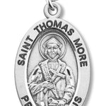 Boy's St. Thomas More Necklace Oval Sterling Silver with Chain - 20&quot; 2.2mm Stainless Steel Chain with Clasp
