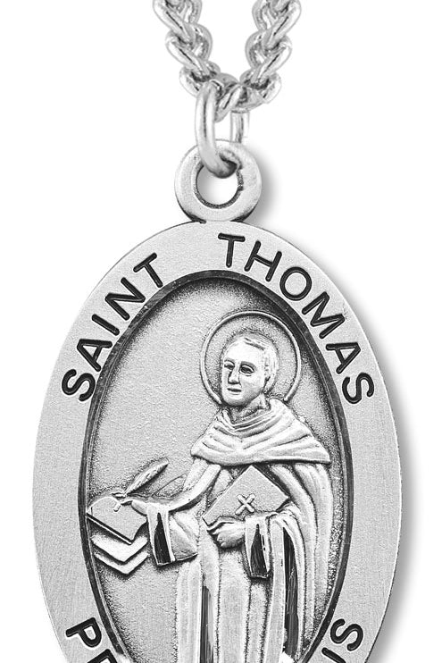 Men's St. Thomas Necklace Oval Sterling Silver with Chain Options