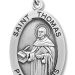 Boy's St. Thomas Necklace Oval Sterling Silver with Chain - 20&quot; 2.2mm Stainless Steel Chain with Clasp