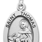 Men's St. Thomas Necklace Oval Sterling Silver with Chain Options - 24&quot; Sterling Silver Chain + Clasp
