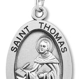 Men's St. Thomas Necklace Oval Sterling Silver with Chain Options - 24&quot; Sterling Silver Chain + Clasp