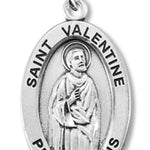 Boy's St. Valentine Necklace Oval Sterling Silver with Chain - 20&quot; 2.2mm Stainless Steel Chain with Clasp