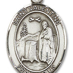 St. Valentine of Rome Medal, Sterling Silver, Large - No Chain