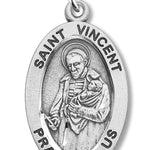 Boy's St. Vincent Necklace Oval Sterling Silver with Chain - 20&quot; 2.2mm Stainless Steel Chain with Clasp
