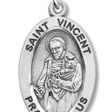Boy's St. Vincent Necklace Oval Sterling Silver with Chain - 20&quot; 2.2mm Stainless Steel Chain with Clasp