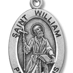 Boy's St. William Necklace Oval Sterling Silver with Chain - 20&quot; 2.2mm Stainless Steel Chain with Clasp