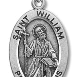 Boy's St. William Necklace Oval Sterling Silver with Chain - 20&quot; 2.2mm Stainless Steel Chain with Clasp