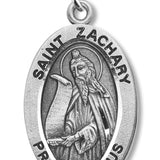 Boy's St. Zachary Necklace Oval Sterling Silver with Chain - 20&quot; 2.2mm Stainless Steel Chain with Clasp