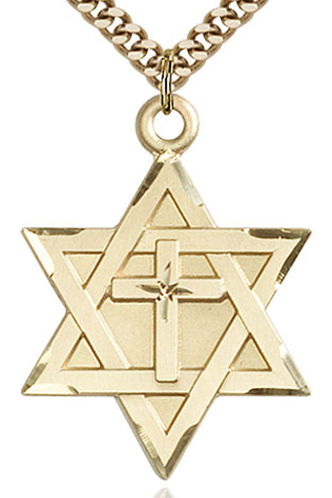 Star of David with Cross Pendant, Gold Filled