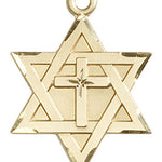 Star of David with Cross Pendant, Gold Filled - No Chain