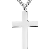 Sterling Silver High Polish Flat Cross Necklace for Men