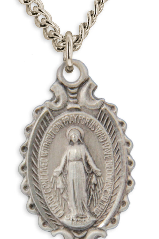Sterling Silver Scalloped Edge Miraculous Necklace with Chain Options