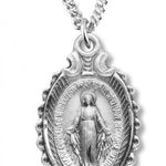 Sterling Silver Scalloped Edge Miraculous Necklace with Chain Options - 24&quot; Stainless Steel Endless Chain
