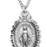 Sterling Silver Scalloped Edge Miraculous Necklace with Chain Options - 24&quot; Stainless Steel Endless Chain