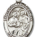 Sts. Cosmas and Damian Medal, Sterling Silver, Large - No Chain