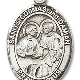 Sts. Cosmas and Damian Medal, Sterling Silver, Large - No Chain
