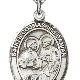 Sts. Cosmas and Damian Medal, Sterling Silver, Large